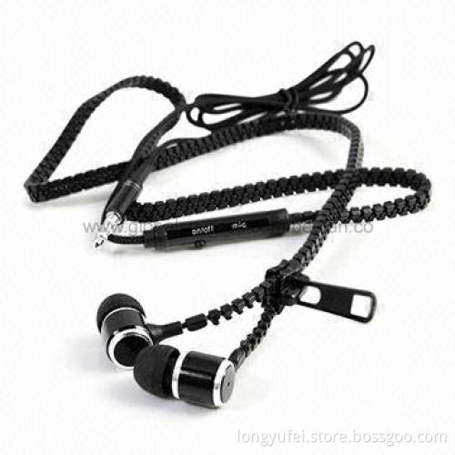Earphones, Zipper Handsfree for iPhone/iPod/Music Players